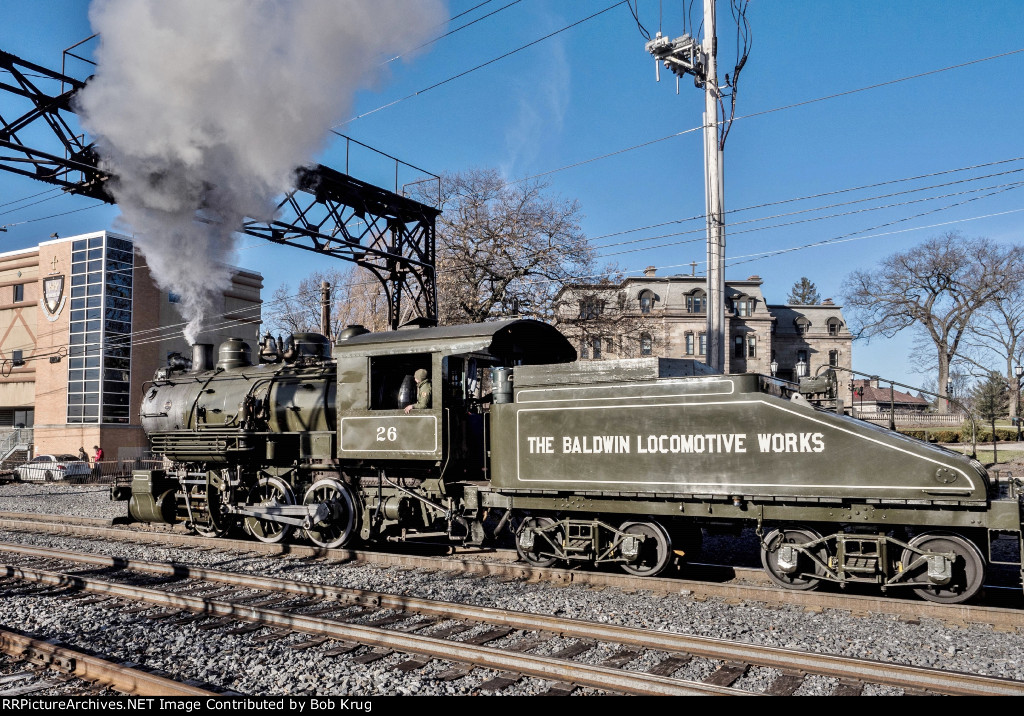 BLW 26 passing the Scranton Mansion with the IHS Santa Train